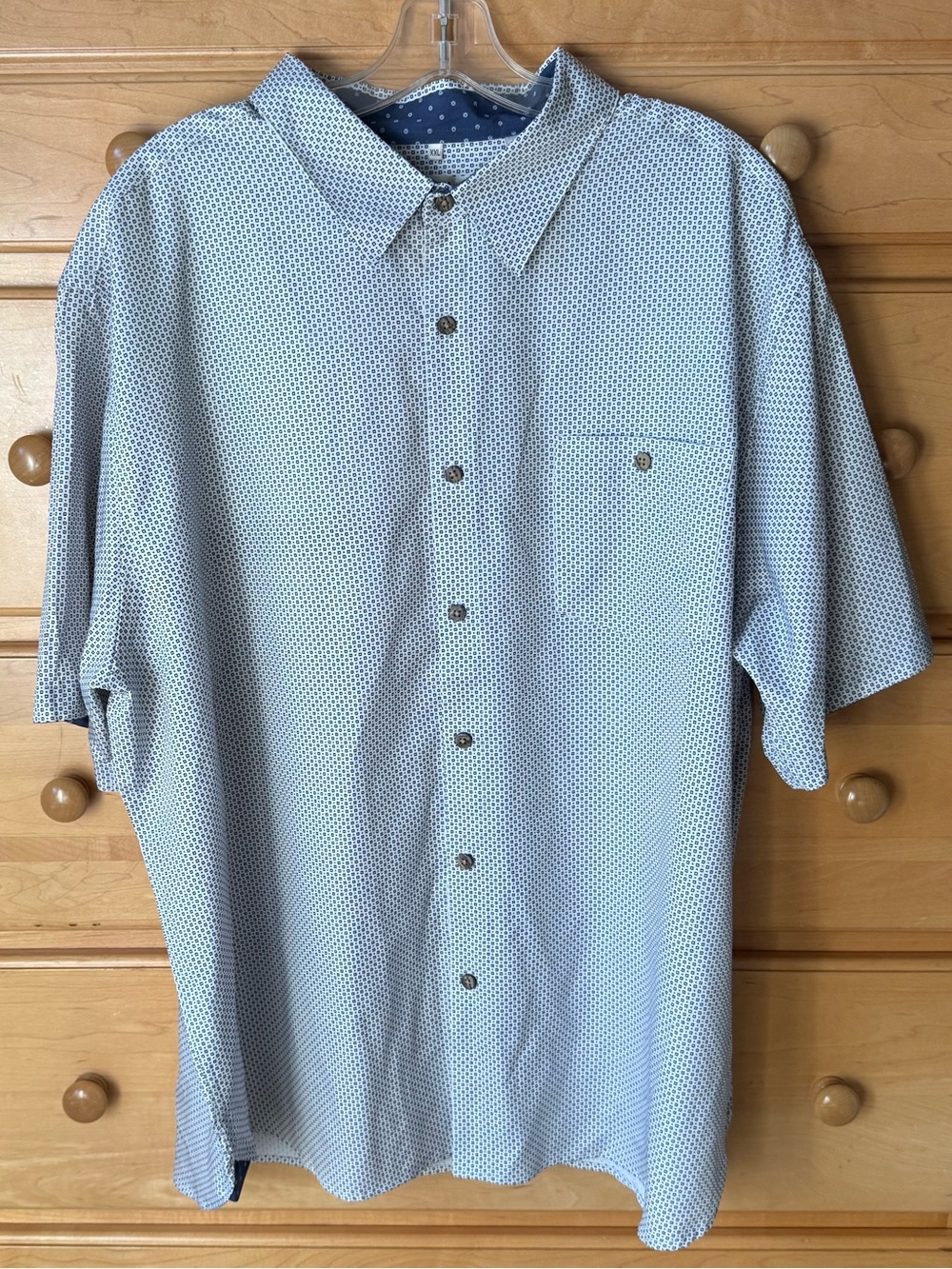 Men's Light Blue Short Sleeve Button-Up Shirt 2x